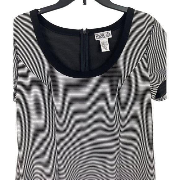 Robbie Bee Womens Black & White Striped Short Sleeve Dress Size XL - Picture 4 of 8